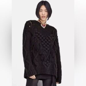 Zara fringe bobble stitch crew sweater